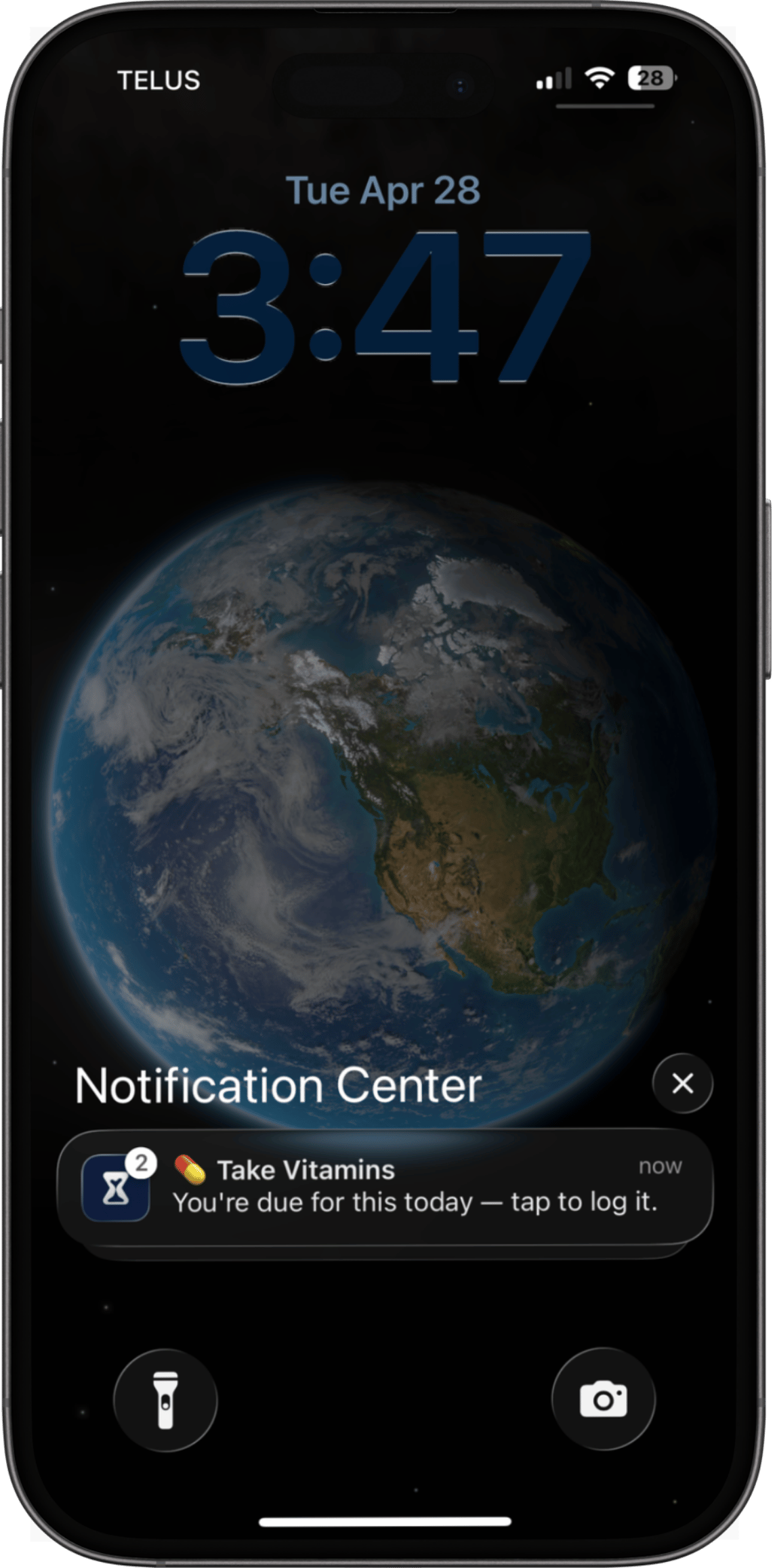 LogMe smart reminder notification on iPhone